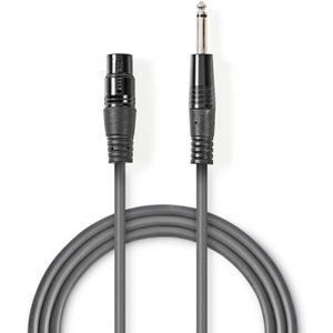 XLR 3-pin (v) - 6,35mm Mono Jack (m) Kabel - 1,5 meter - Antraciet