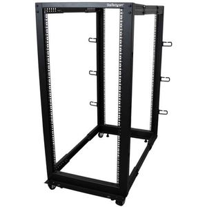 StarTech 25U Open Server Rack Kast - Instelbare Diepte, Zwenkwielen en Kabelhaken