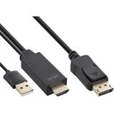 HDMI naar DisplayPort kabel - 4K 30Hz - Zwart - 1,5 meter