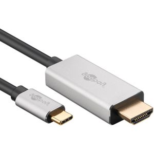 USB-C naar HDMI kabel - 8K 30Hz - Premium - 3 meter - Zwart/Zilver