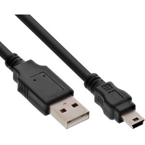 USB-A naar Mini USB-B Kabel - USB 2.0 - 0,3 meter - Zwart