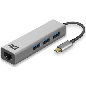 ACT USB-C 3-poorts hub met ethernet