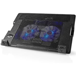 Verstelbare Laptopstandaard - Tot 18 inch - met Koelventilatoren - 2-poorts USB Hub - Zwart/Blauw