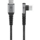 Goobay USB-C naar USB-C haaks (links/rechts) kabel - USB2.0 - tot 60W / nylon - 2 meter