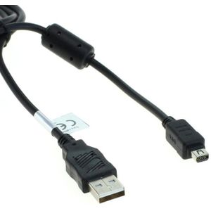 Datakabel voor Olympus Camera - USB-A naar 12-pins - 2 meter - Zwart