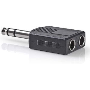 6,35mm (m) - 2x 6,35mm Stereo Jack (v) Splitter Adapter - Zwart