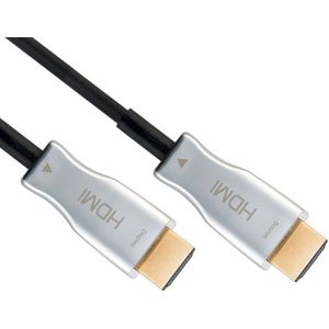 Actieve HDMI 2.1 Kabel - 8K 60Hz - Verguld - 80 meter - Zwart/Zilver