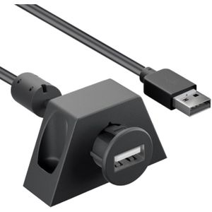 USB-A Verlengkabel - USB 2.0 - Met 'Chassis' en montageframe - 2 meter - Zwart