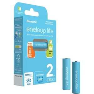 Panasonic AAA Batterij Lite - Oplaadbaar - 1,2V - 550mAh - 2 Stuks