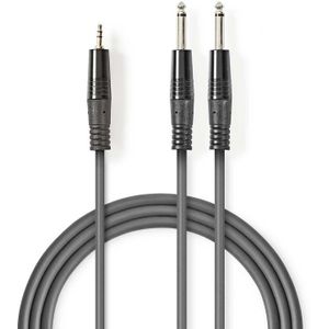 3,5mm Stereo Jack (m) - 2x 6,35mm Mono Jack (m) Kabel - 3 meter - Antraciet