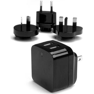 StarTech 2-poorts USB-lader - hoog vermogen (17 W / 3,4 A) - reislader (internationaal) - zwart