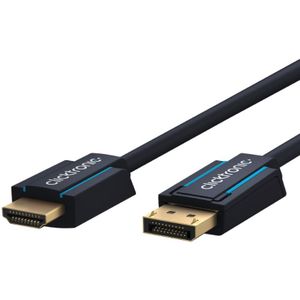 Clicktronic Actieve DisplayPort naar HDMI Kabel - 4K 60Hz - Verguld - 5 meter - Zwart