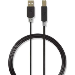 USB 2.0 Kabel Mannelijk 2m Antraciet