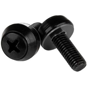 StarTech M6 x 12mm schroeven voor serverkast en rack - 50 stuks pak - zwart
