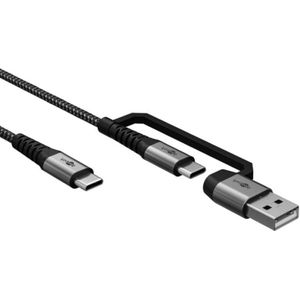 USB-A naar USB-C kabel - USB 2.0 - USB-A afneembaar - Nylon sleeve - 3 meter - Zwart