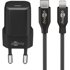 USB Thuislader Voedingsadapter 20W - Met 1 meter USB-C naar Lightning kabel - PD - Nano - Zwart