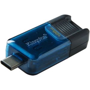 Kingston 128GB USB-C Stick - USB 3.2 Gen 1 - DataTraveler 80 - Zwart/Blauw