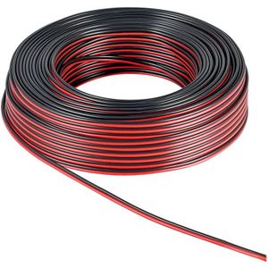 Luidspreker kabel (CU koper) - 2x 0,50mm² / rood/zwart - 25 meter