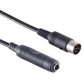 6,35mm Stereo Jack (v) - 360 graden 5-pin DIN (m) Kabel - 0,2 meter - Zwart