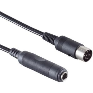 6,35mm Stereo Jack (v) - 360 graden 5-pin DIN (m) Kabel - 0,2 meter - Zwart