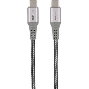 Musthavz USB-C Kabel - USB 2.0 - 60W PD - Nylon Sleeve - 1 meter - Grijs