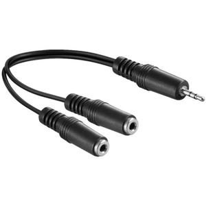 3,5mm (m) - 2x 3,5mm Mono Jack (v) Splitter Adapterkabel - 0,2 meter - Zwart