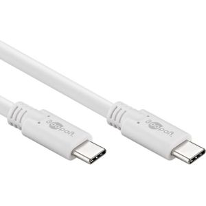 USB-C naar USB-C kabel - USB3.0 - tot 20V/3A / wit - 1 meter