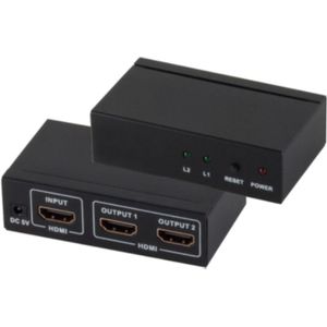 HDMI Splitter - 2-poorts - 4K 30Hz - Metaal - Zwart