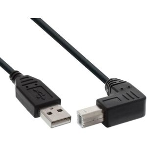 USB-A naar USB-B haaks (beneden) kabel - USB2.0 - tot 1A / zwart - 2 meter