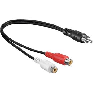 Mono Tulp (m) - 2x Tulp (v) Splitter Kabel - 0,2 meter - Zwart