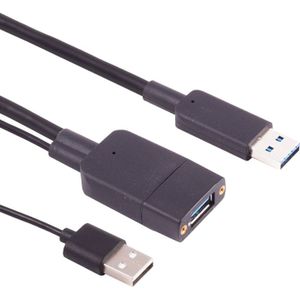 Actieve USB Verlengkabel - USB 3.2 Gen 2 - Extra USB (m) voor voeding - 15 meter - Zwart