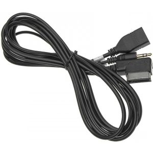 3,5mm Jack Aux en USB AMI Interface Adapter - Voor Audi, Volkswagen, Seat en Skoda - 2 meter - Zwart