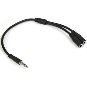 StarTech 3,5mm (m) - 2x 3,5mm Stereo Jack (v) Splitter Adapterkabel - 0,2 meter - Zwart