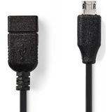 USB 2.0 Kabel Micro-B Male - A Female 0.20 m Zwart