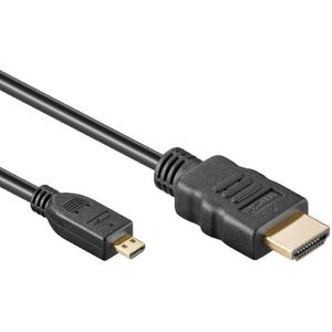 Micro HDMI - HDMI Kabel - 4K 60Hz - Verguld - 0,5 meter - Zwart