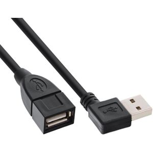 USB 2.0 Verlengkabel - Haaks Links - 2 meter - Zwart