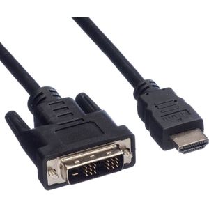 HDMI - DVI-D Kabel - 18+1 - Single Link - Full HD 60 Hz - 0,5 meter - Zwart