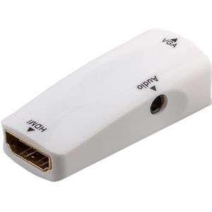HDMI (v) naar VGA (v) Adapter - Full HD 60Hz - Met 3,5mm Stereo Jack(kabel) voor Audio - Wit