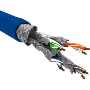 S/FTP CAT7A+ 10 Gigabit Netwerkkabel - CU - 22AWG - LSZH - Stug - 100 meter - Blauw