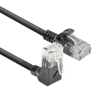 UTP CAT6A Slimline 10 Gigabit Netwerkkabel - 1 kant haaks naar boven - CU - 2 meter - Zwart