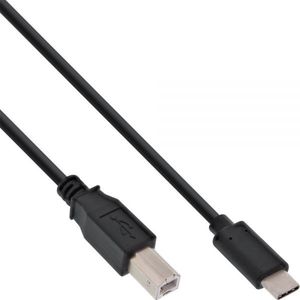 USB-C naar USB-B kabel - USB2.0 - tot 3A / zwart - 0,50 meter