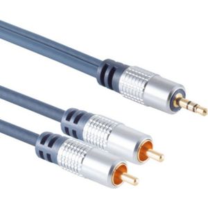 Stereo Tulp (m) - 3,5mm Stereo Jack (m) Kabel - Verguld - Premium - 5 meter - Blauw