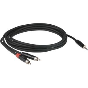 DAP Stereo Tulp (m) - 3,5mm Stereo Jack (m) Kabel - 3 meter - Zwart