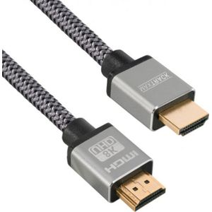 HDMI 2.1 Kabel - 8K 60Hz - Nylon Sleeve - Verguld - 3 meter - Zilver