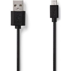 USB 2.0 Kabel A Male - Micro-B Male Rond 1.00 m Zwart