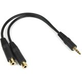 StarTech 3,5mm (m) - 2x 3,5mm Stereo Jack (v) Splitter Adapterkabel - Verguld - 0,2 meter - Zwart