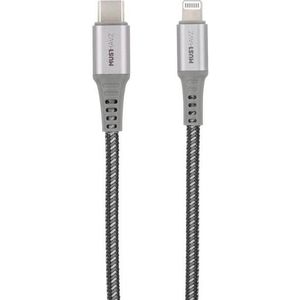 Musthavz USB-C naar Lightning Kabel - 60W PD - Nylon sleeve - 1 meter - Grijs