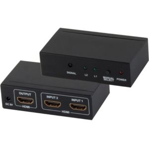 HDMI Schakelaar - 2-poorts - 4K 30Hz - Metaal - Zwart