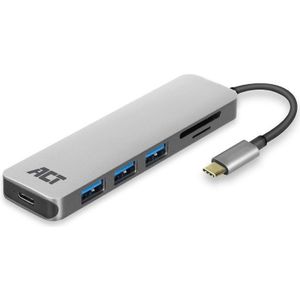 ACT USB C Hub met 3x USB 3.0, 1x USB C met PowerDelivery en kaartlezer