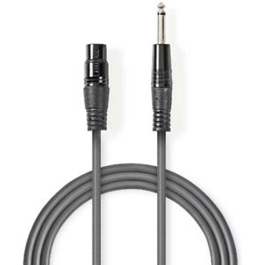 XLR 3-pin (v) - 6,35mm Mono Jack (m) Kabel - 10 meter - Antraciet